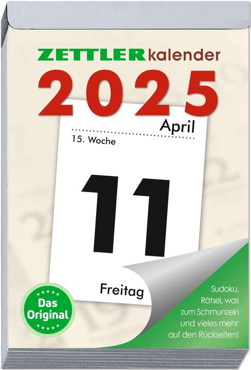 Produktbild Tagesabreisskalender 2025 XXL, 9,9x14,3cm, Abreisskalender mit Sudokus, Rezepten und (Harter Einband, Deutsch)