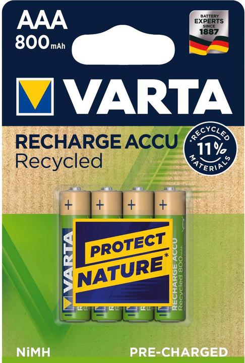 Varta Ricarica Accu Riciclato (4 pz., AAA, 800 mAh)