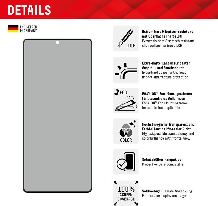 Produktbild Displex Real Glass, Privacy Full Cover Panzerglas (1 Stück, Samsung Galaxy S23 Ultra)