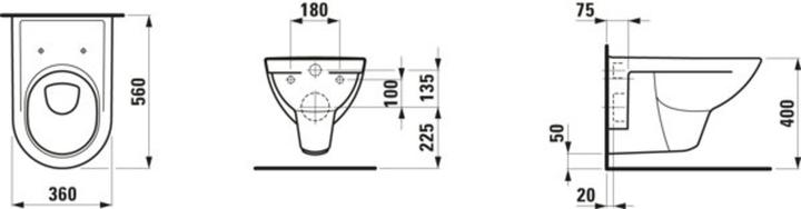 Image du produit Laufen WC suspendu PRO chasse d'eau basse profondeur, 6 l blanc
