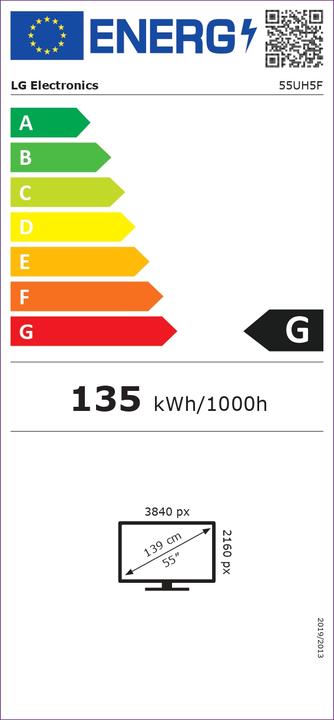 Label énergétique LG 55UH5F-H (3840 x 2160 pixels, 55")