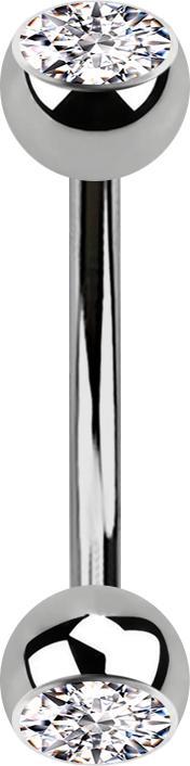 Actual product image Star Piercing Banane silber mit zwei Kugeln Kristall silber (without brass, Titanium G23)