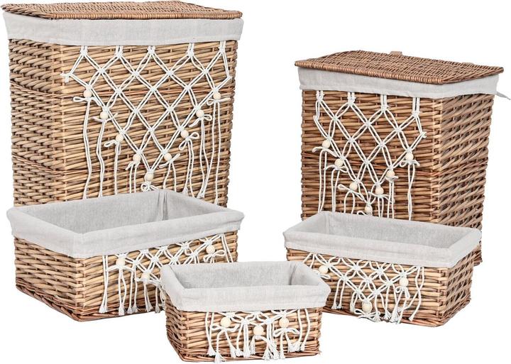 Produktbild Esprit Laundry basket Home White Natural wicker Shabby Chic 47 x 35 x 55 cm 5 Pieces