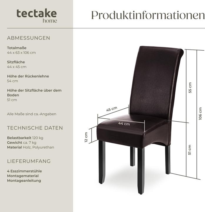 Actual product image tectake Esszimmerstuhl