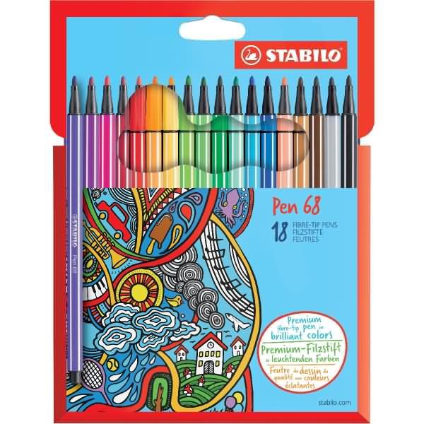 Produktbild STABILO Pen 68 Premium-Filzstift (Mehrfarbig, 18 x)