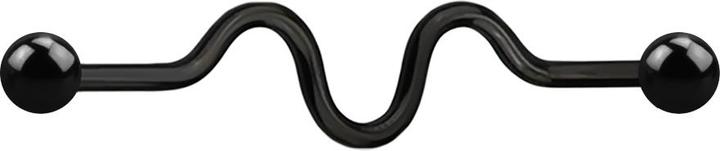 Actual product image Star Piercing Barbell black zig zag with two balls (Surgical steel 316L)