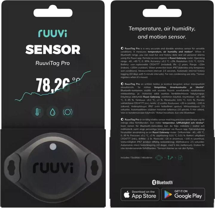 Produktbild Ruuvi RuuviTag Pro Bluetooth Umwelt Sensor 2 in 1 - IP68