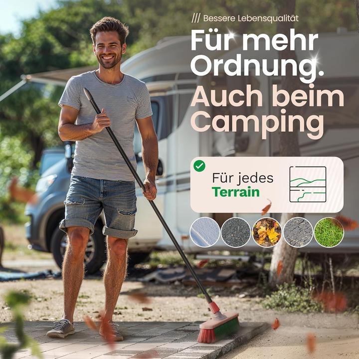 Produktbild Novaliv Kehrbesen Besen mit Teleskopstiel Strassenbesen mit Stiel Gartenbesen Industriebesen Hofbesen (1 Stk.)