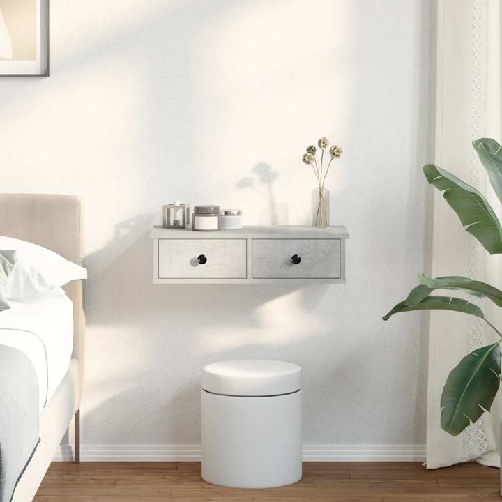Actual product image VidaXL Wall shelf with drawers concrete grey 60x25x15 cm wood-based material (60 x 25 x 15 cm)