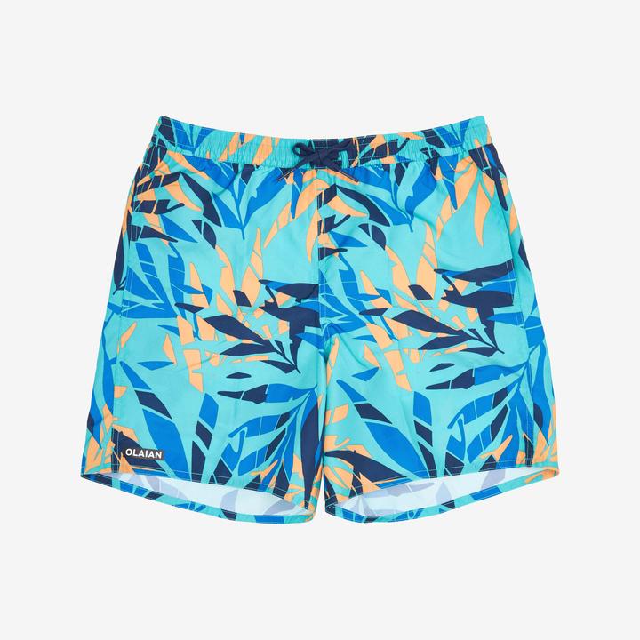 Immagine prodotto Olaian Boardshorts Surfen Jungen mit Taschen 100 Shadow Palm türkis (10, 11, 12)