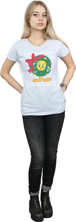 Actual product image Looney Tunes Womens/Ladies Tweety Pie Christmas Fair Isle Cotton T-Shirt (XL)