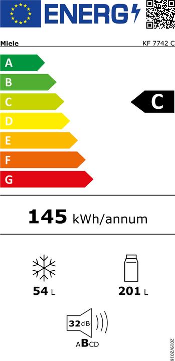 Etichetta energetica Miele Combinazione frigorifero-congelatore KF 7742 C (255 l)