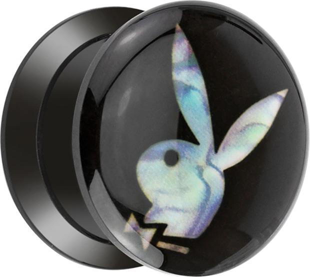 Star Piercing Flared Plug mit Playboy Bunny aus Perlmutt (Acryl, ohne Messing, Mineralisch)