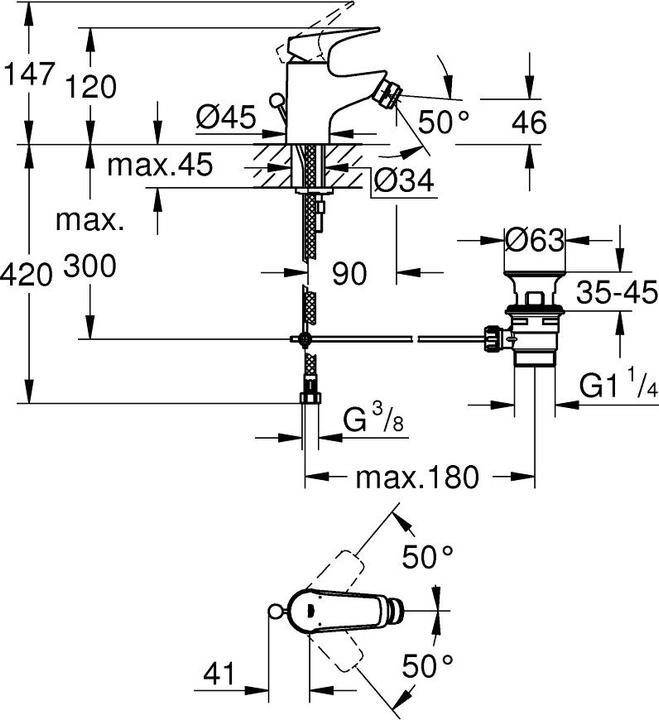 Actual product image Grohe Start Flow bidet mixer, chrome