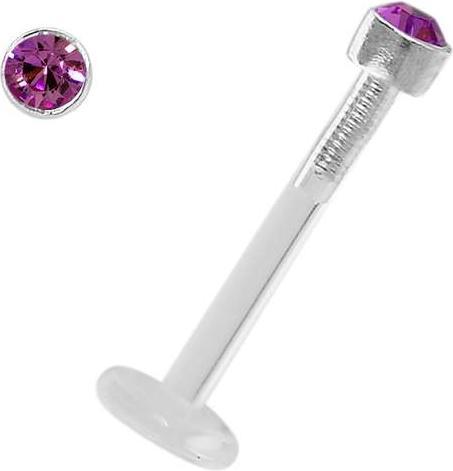 Bijouteria Piercing für Lippe/Tragus (Bioplast, Silber 925, Swarovski Kristall)