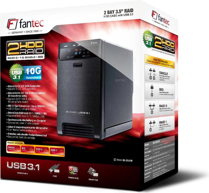 Actual product image Fantec QB-X2U31z 2 x 3.5 SATA Raid HDD USB 3.1 (3.5")