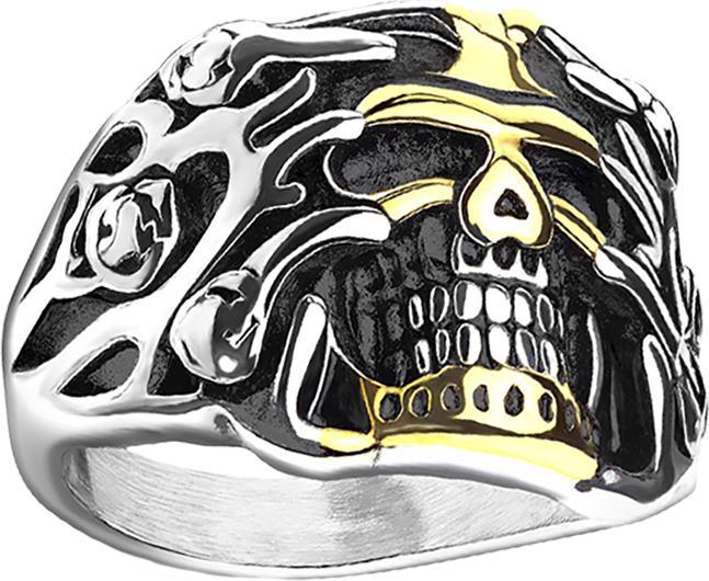 Produktbild Star Piercing Ring silber Totenkopf in Rosenreben (60, 950 Platin)