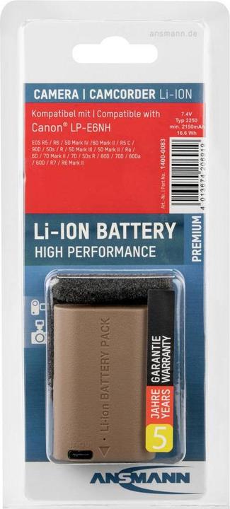 Immagine prodotto Ansmann Batteria ricaricabile per fotocamera A-Can LPE6 NH Canon EOS (Accumulatore di carica elettrica)