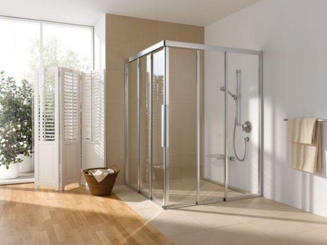 Immagine prodotto Koralle Scomparto doccia angolare in corallo con porta scorrevole in tre parti - metà myDay Comfort ESFBF3S (100.80 cm, 208.80 cm, 21.60 cm)