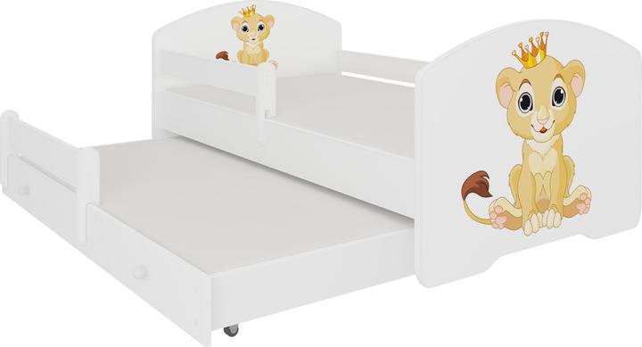 Actual product image ADRK Furniture Double Bed with Railing and Mattresses PEPE II LION 160x80 (160 x 80 cm)