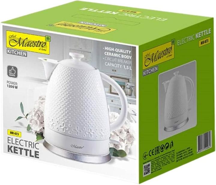 Actual product image Maestro MR-073 Electric Kettle 1 2 l 1200 W White (1.50 l, EU plug)