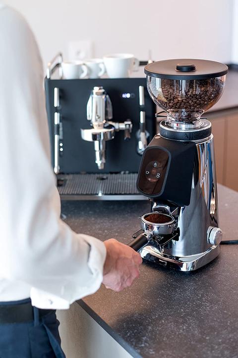 Actual product image Fiorenzato AllGround Coffee Grinder Chrome housing, oak wood 230V EU (EU plug)