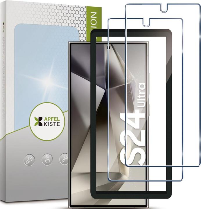 Actual product image Apfelkiste - Panzer Glas Displayschutzfolie mit Montagerahmen (2er Set) (2 Piece, Samsung Galaxy S24 Ultra)