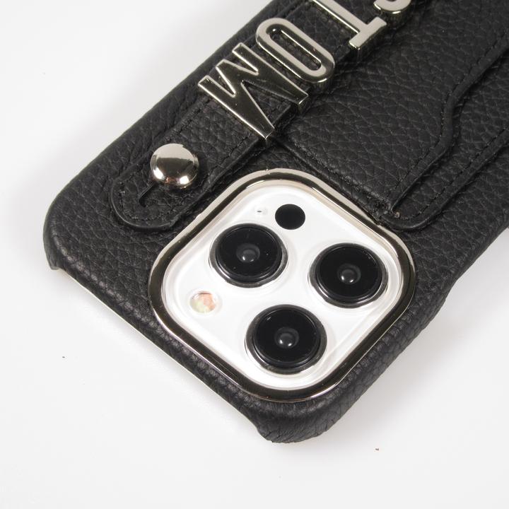 Actual product image PhoneLook Cover Customised leather cover with silver lettering + lanyard and card compartment (Apple iPhone 15 Pro)