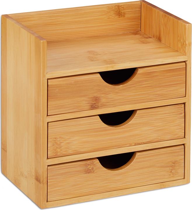Actual product image Relaxdays Bamboo Desktop Organizer, 3 Drawers