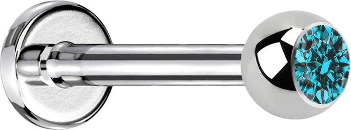 Produktbild Star Piercing Labret silber mit Kugel Kristall aqua (ohne Messing, Chirurgenstahl 316L)