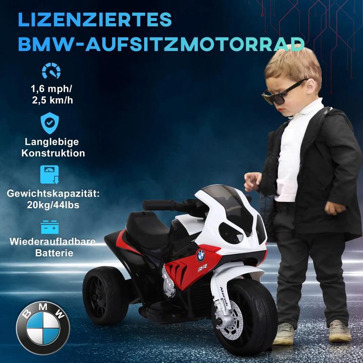 Produktbild Homcom Kinder Elektro Motorrad mit Licht- und Soundeffekte BMW S1000 RR Rot (6 V)
