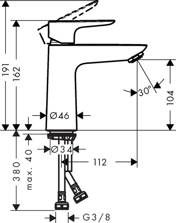 Image du produit hansgrohe Talis E Mitigeur monocommandé pour lavabo 110 sans vidage (noir mat)