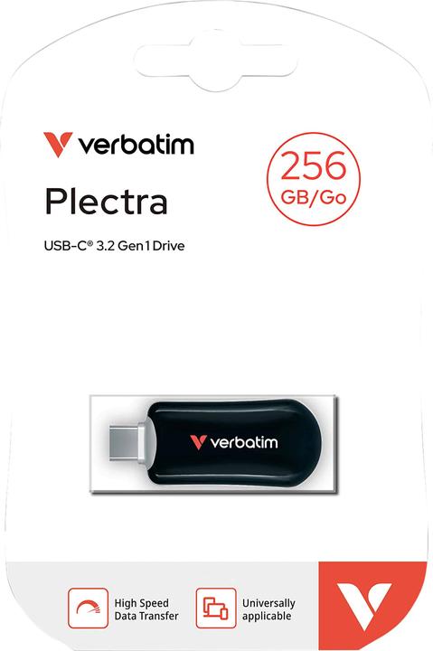 Actual product image Verbatim Plectra Black 256GB USB-C Flash Drive 30226 (256 GB, USB 3.2)