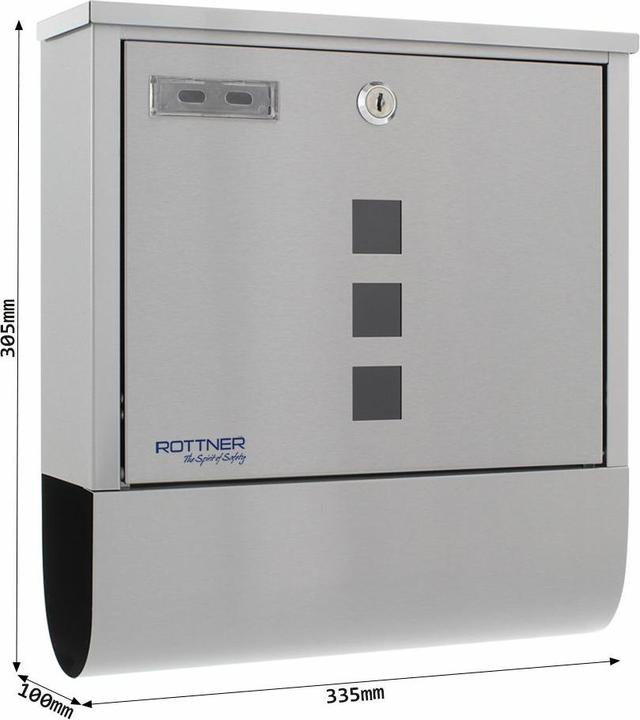 Produktbild Rottner T06046 Briefkasten Hellgrau Wandmontierter Briefkasten Stahl