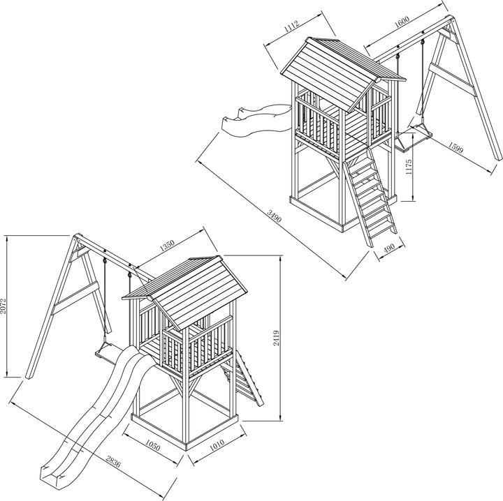 Produktbild Axi Beach Tower Spielturm mit Einzelschaukel Braun/weiss - Blaue Rutsche