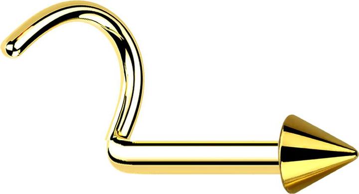 Star Piercing Nasenstecker gebogen vergoldet mit Cone (ohne Messing, Titan G23)