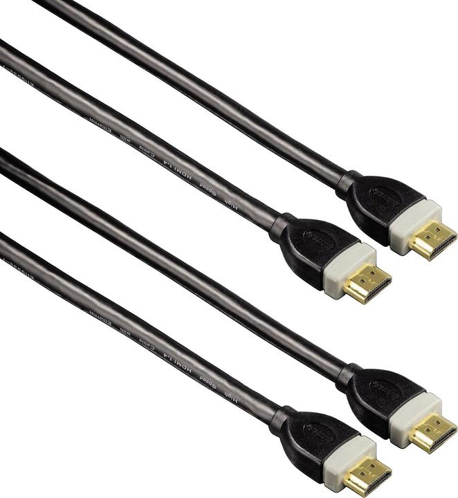 Image du produit Hama Lot de 2 câbles 4K HDMI Highspeed 3 m, Ethernet, plaqué or, double blindage, UHD (3 m, HDMI)