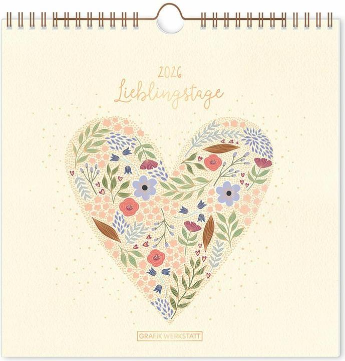Wandkalender quadratisch 2026 Lieblings (20 x 20 cm, Deutsch)