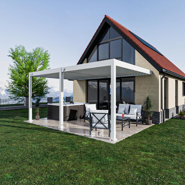 Immagine prodotto Weide Pergola a parete Deluxe Plus 3,6x5,3m Bianco (360 cm, 530 cm)