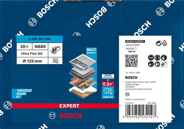 Immagine prodotto Bosch Professional Zubehör EXPERT N880 disco in vello per levigatrice rotorbitale, 125 mm, SiC ultrafine (600)