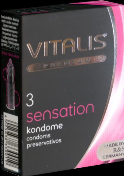 Actual product image Vitalis PREMIUM "Sensation" 3 incredibly stimulating condoms with 3-in-1 effect (3 pcs.)