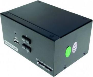Actual product image Dexlan 2-Port Dual Monitor KVM Switch, HDMI 4K/ USB 2.0