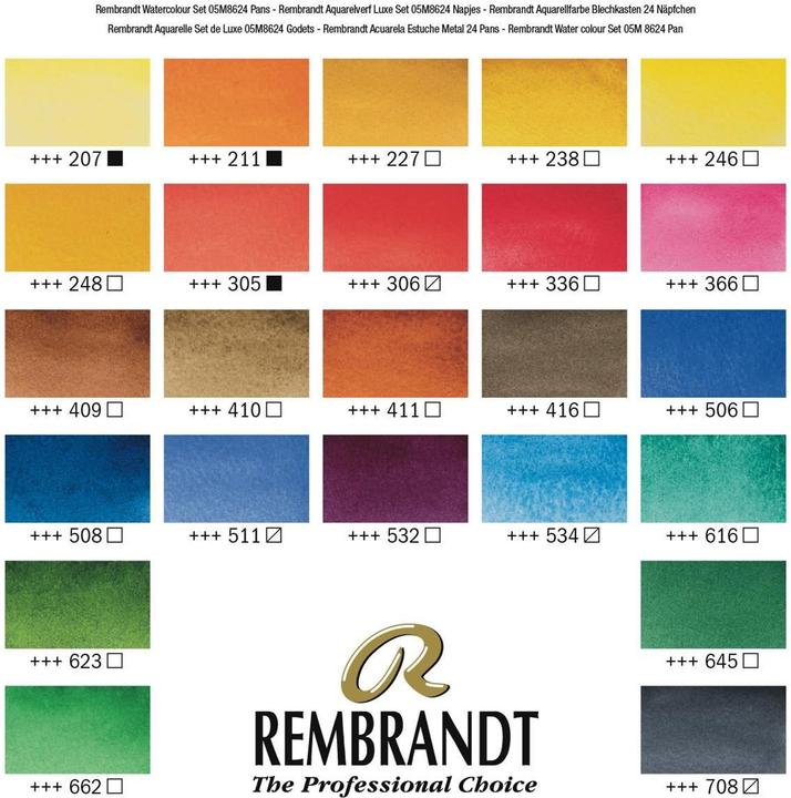 Produktbild Rembrandt Aquarellfarbe Water colour box 24 Näpfchen, Mehrfarbig (Mehrfarbig, 240 ml)