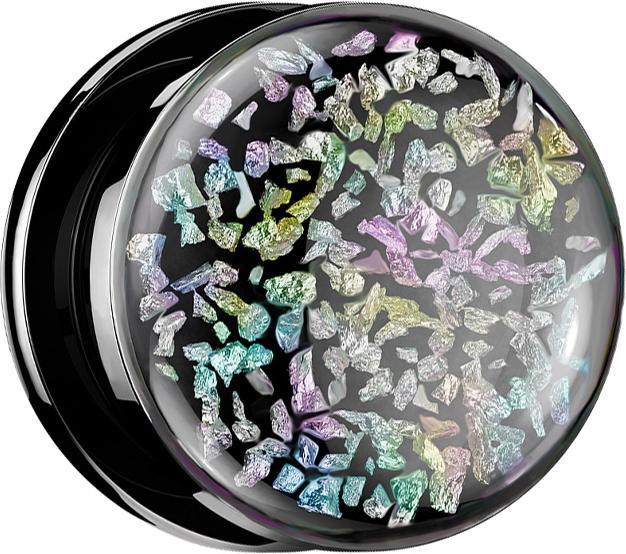 Produktbild Star Piercing Flesh Plug schwarz Regenbogenfossil (ohne Messing, Chirurgenstahl 316L)