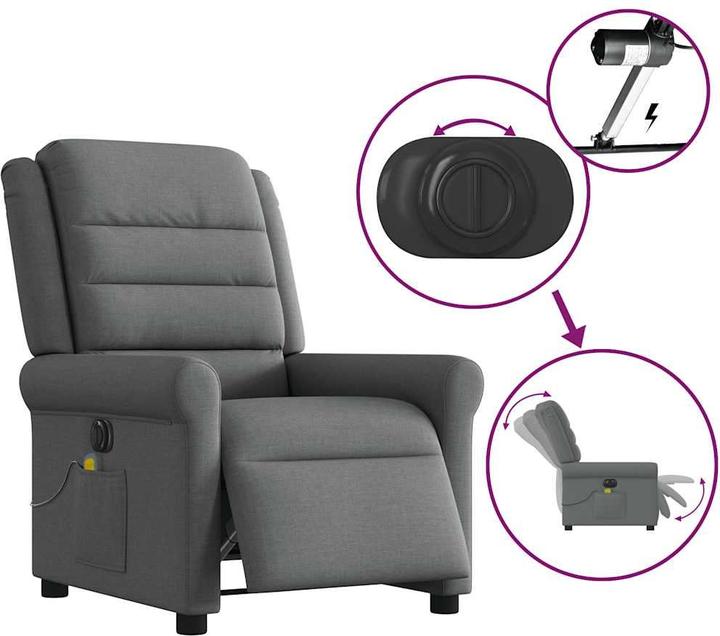 Immagine prodotto VidaXL Sedia da massaggio elettrica in tessuto grigio scuro