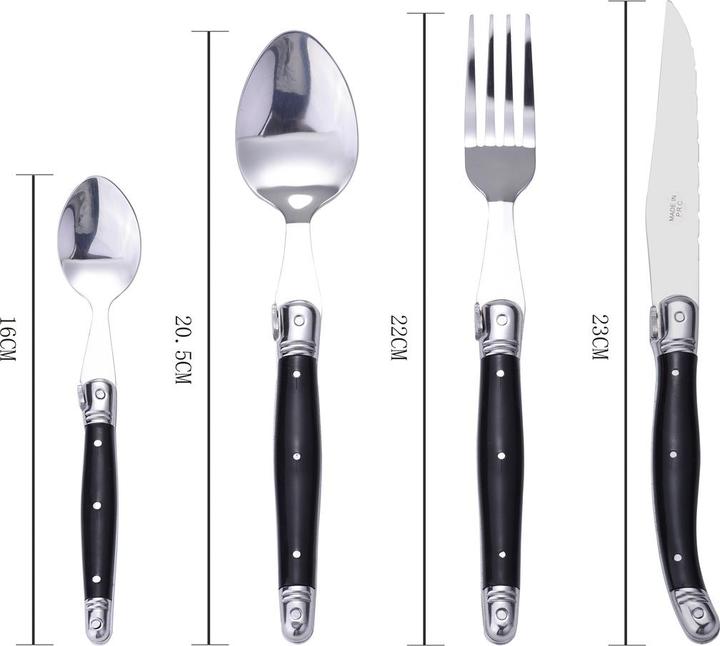 Immagine prodotto Laguiole Set di posate 24 pezzi della linea Black White (24 Pezzo/i, Set di posate)