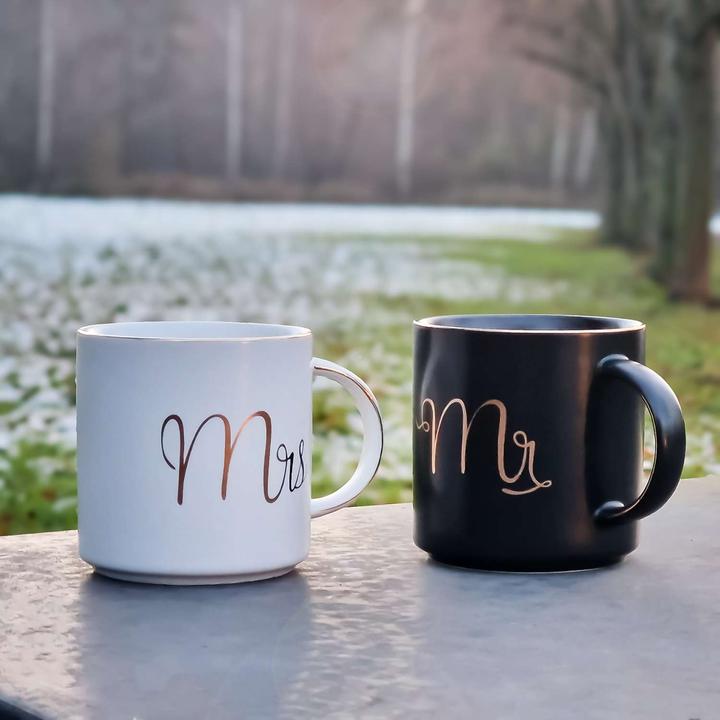 Image du produit Intirilife Tasse à café avec bord doré et inscription Mme Mariage (300 ml, 1 x)