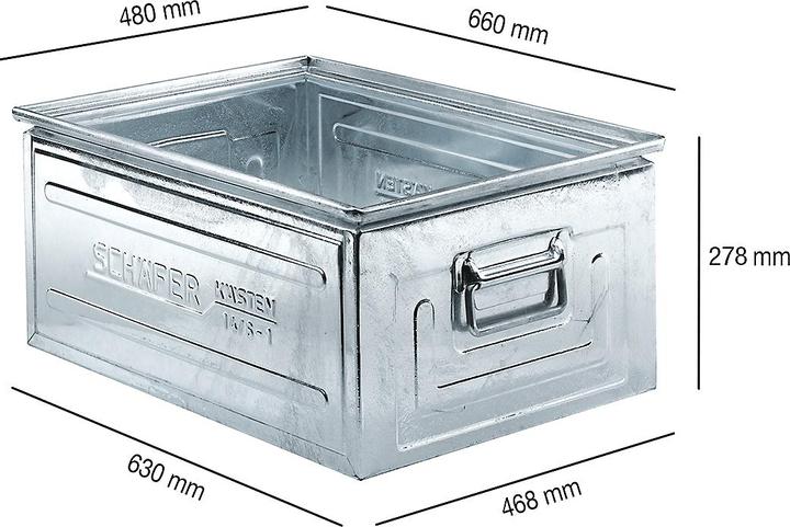 Produktbild Schäfer Shop Stapelkasten Serie ST 14/6-1, aus Stahl, Inhalt 79 L, ideal f. schwere Güter (65 x 47 x 28 cm, 79 l)