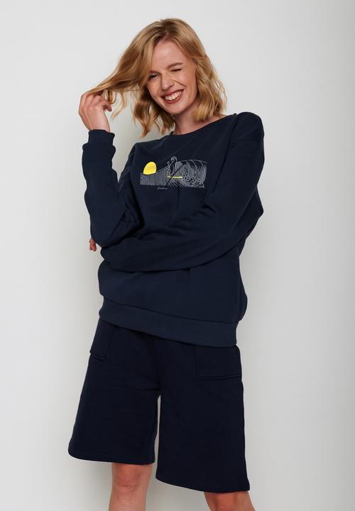 Actual product image Greenbomb Women's Animal Sloth Waves Canty Pullover (XL)