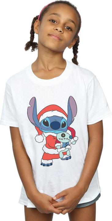 Actual product image Disney Girls Lilo And Stitch Stitch Christmas Cotton T-Shirt (116)
